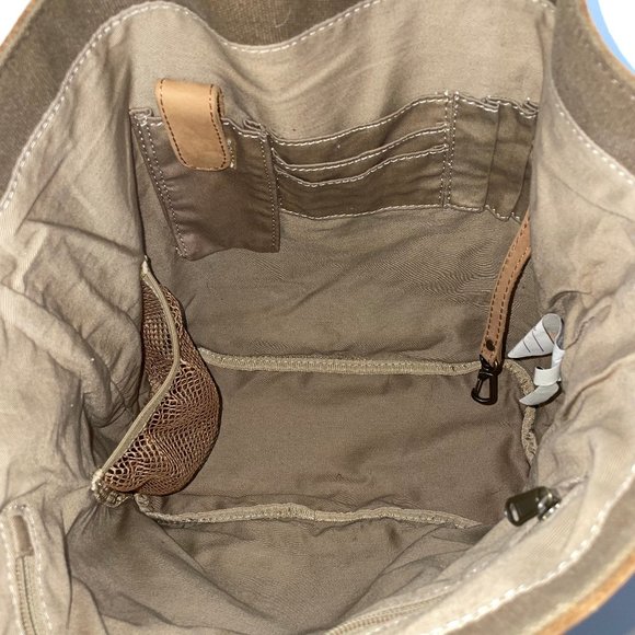 LL Bean Tote Handbag Canvas Leather Trim & Handles Large Purse Gorpcore,  Great - Picture 4 of 10